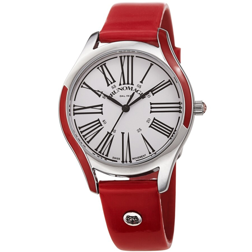 Bruno Magli Alessia 1381 Quartz White Dial Ladies Watch 36mm Red Band 29.191381.SR - Click Image to Close